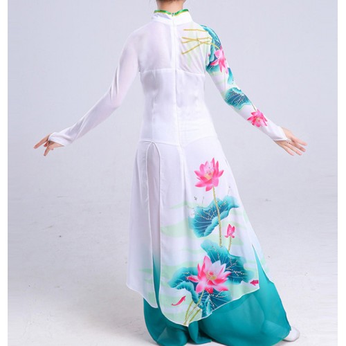 Girls chinese folk dance costumes hanfu princess fairy dresses ancient traditional yangko fan umbrella dance dresses